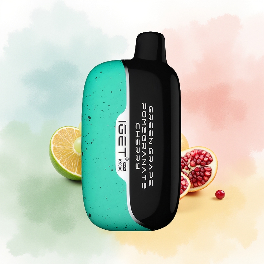 IGET Moon K5000 5000 Puffs 49.5x25.3x99.4 mm Žalioji Vynuogė Granatas Vyšnia Didmeninė Prekyba Lietuvoje