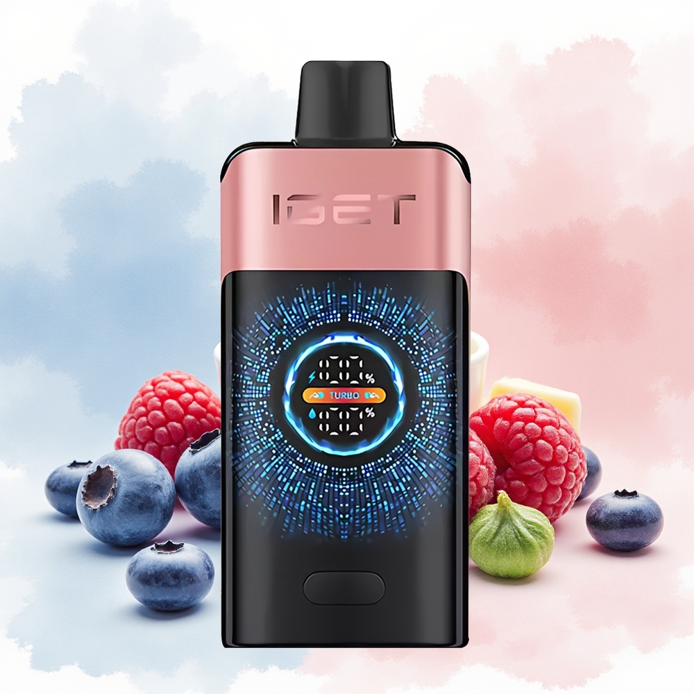 IGET ONE 12000 Puffs 2700 mAh Didelis Išlenktas Spalvotas Ekranas Mėlynių Uogų ir Aviečių Lithuania Wholesale