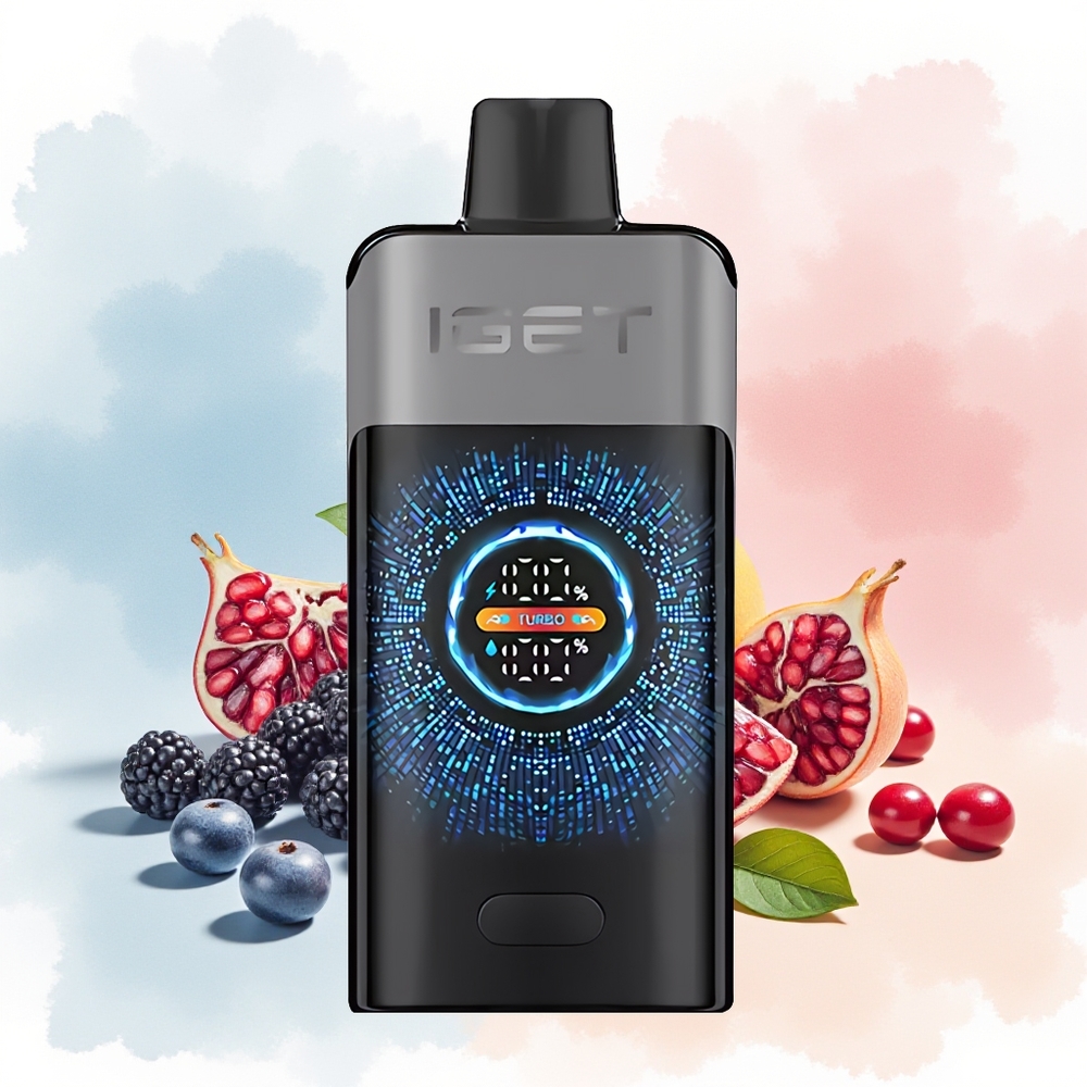 IGET ONE 12000 Puffs 2700 mAh Didelis lenktas spalvotas ekranas Juodosios avietės vyšnių granatas Didmeninė prekyba Lietuvoje