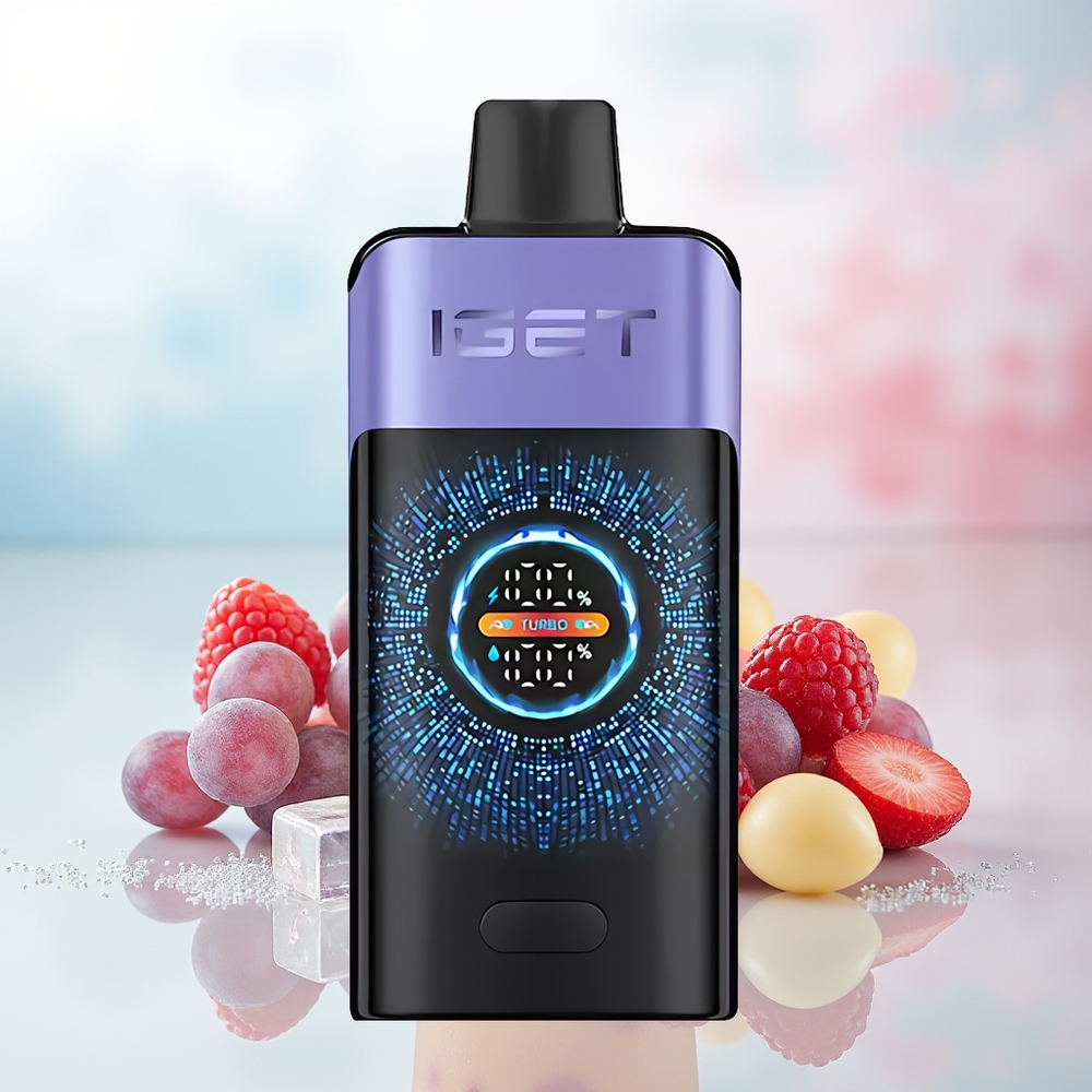 IGET ONE 12000 Puffs 2700 mAh Large Curved Color Screen Avietės Vynuogių Ledas Wholesale Lithuania