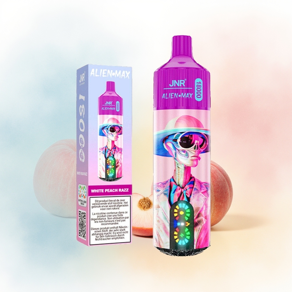 JNR Alien Max 18000 Puffs Dual Mesh Type-C Baltasis Persikas Razz Didmeninė Lietuva