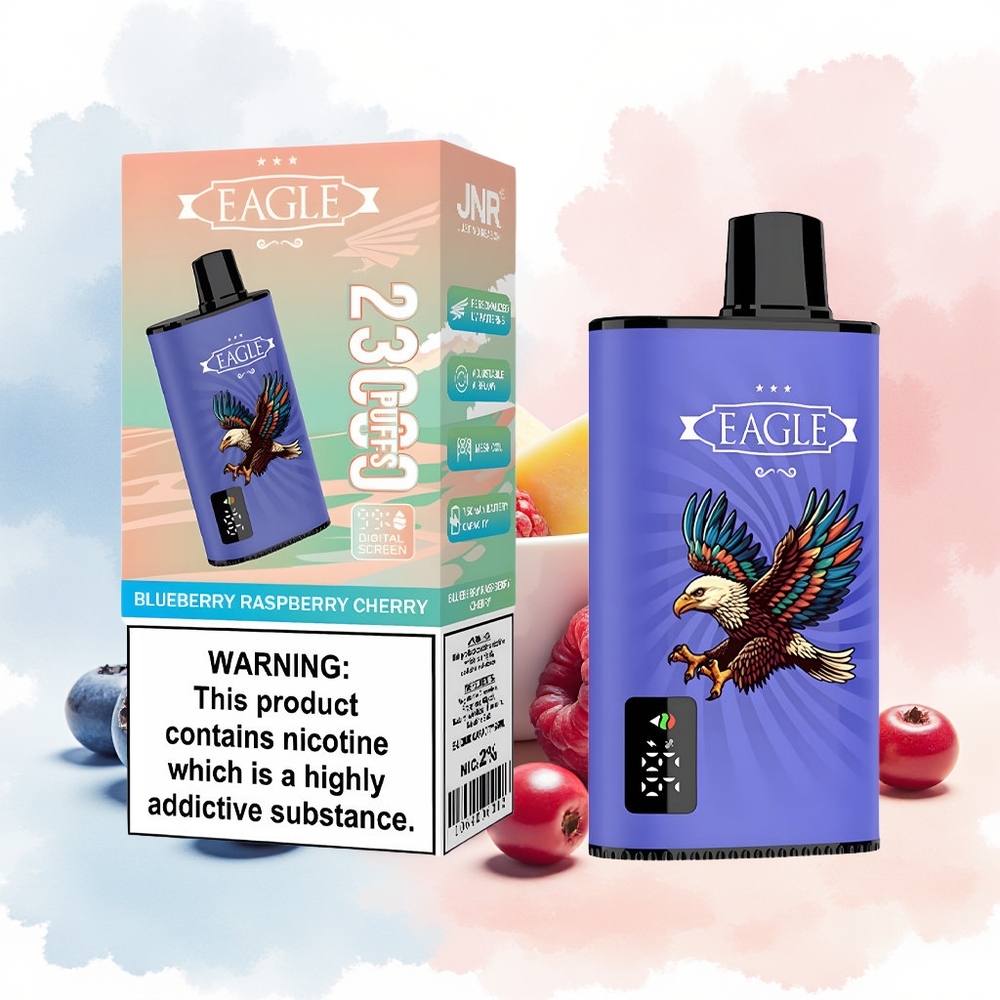 JNR EAGLE Smart 23000 Puffs Digital Screen Adjustable Airflow Mėlynųjų aviečių aviečių vyšnių Lithuania Wholesale
