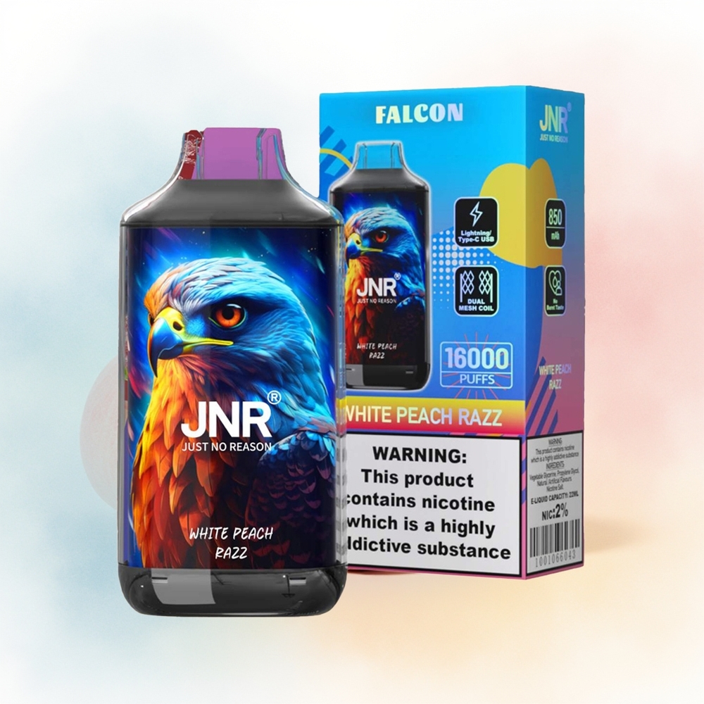 JNR Falcon 16000 Puffs 850 mAh Baltasis Persikas Razz Didmeninė Lietuva
