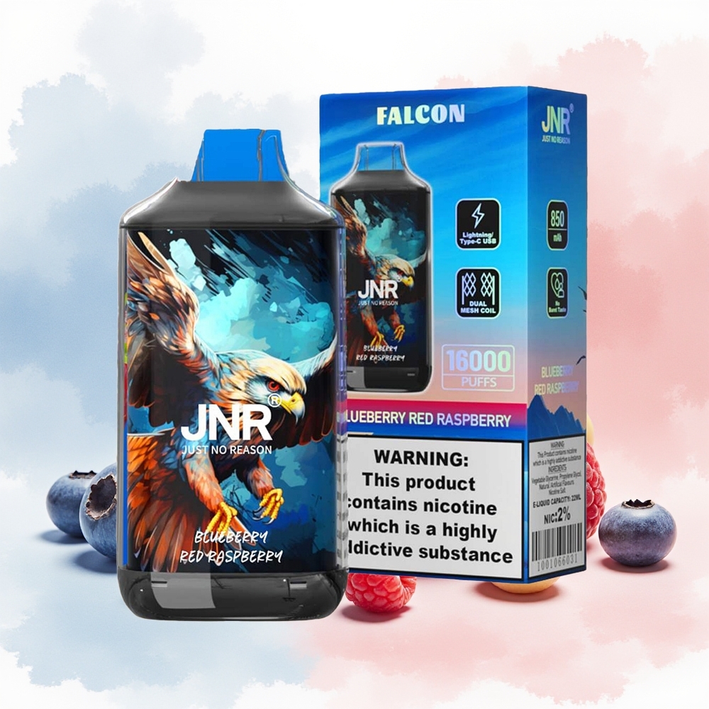 JNR Falcon 16000 Puffs Dual Mesh Coil Mėlynųjų Serbentų Raudonųjų Aviečių Wholesale Lithuania
