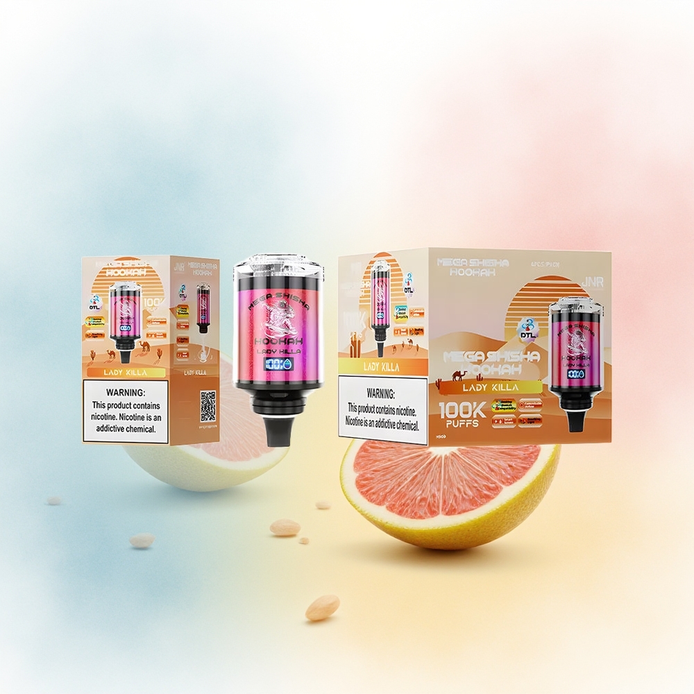 JNR Mega Shisha Hookah 100K 2200mAh Interactive Smart Screen Lady Killa Didžioji prekyba Lietuva