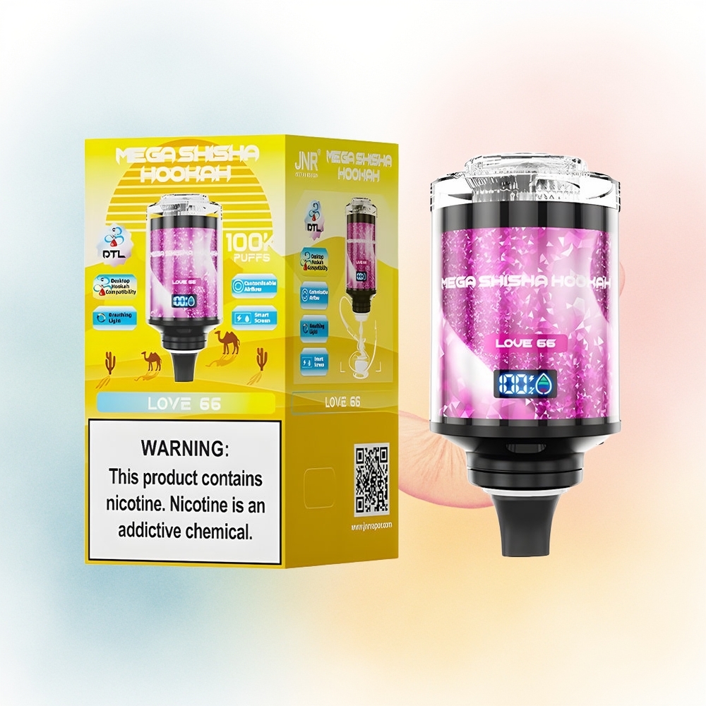 JNR Mega Shisha Hookah 100K 2200mAh Interactive Smart Screen Love 66 Didžioji Lietuva