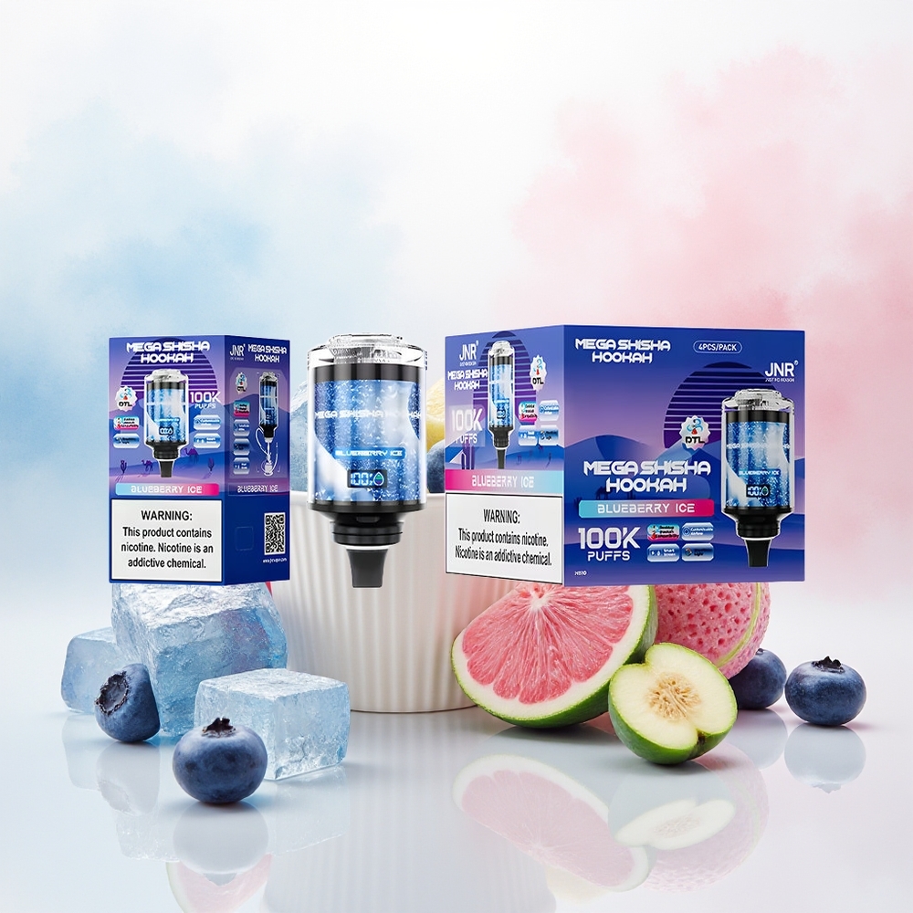 JNR Mega Shisha Hookah 100K 2200mAh Interactive Smart Screen Mėlynųjų Uogų Šaltis Wholesale Lithuania