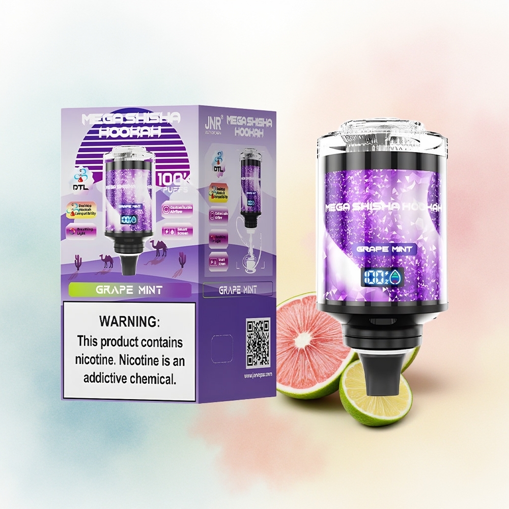 JNR Mega Shisha Hookah 100K 2200mAh Interactive Smart Screen Vynų Mėta Wholesale Lithuania