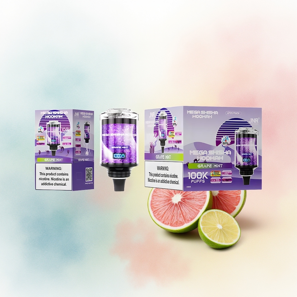 JNR Mega Shisha Hookah 100K 2200mAh Interactive Smart Screen Vynų Mėta Wholesale Lithuania