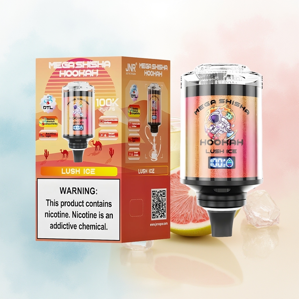 JNR Mega Shisha Hookah 100K 2200mAh Interactive Smart Screen Žalias Ledas Wholesale Lithuania