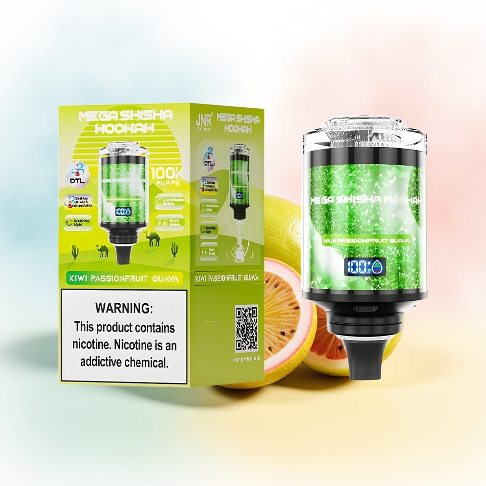 JNR Mega Shisha Hookah 100K 2200mAh Kiwi Pasifruitų Gvajena Didmeninė Lietuva