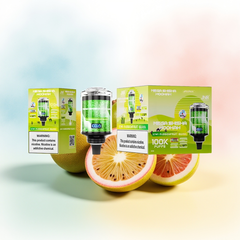 JNR Mega Shisha Hookah 100K 2200mAh Kiwi Pasifruitų Gvajena Didmeninė Lietuva