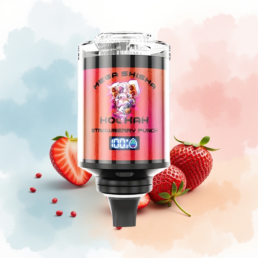 JNR Mega Shisha Hookah 100K 2200mAh Type-C Interactive Smart Screen Braškų Punch Didmeninė Lietuva