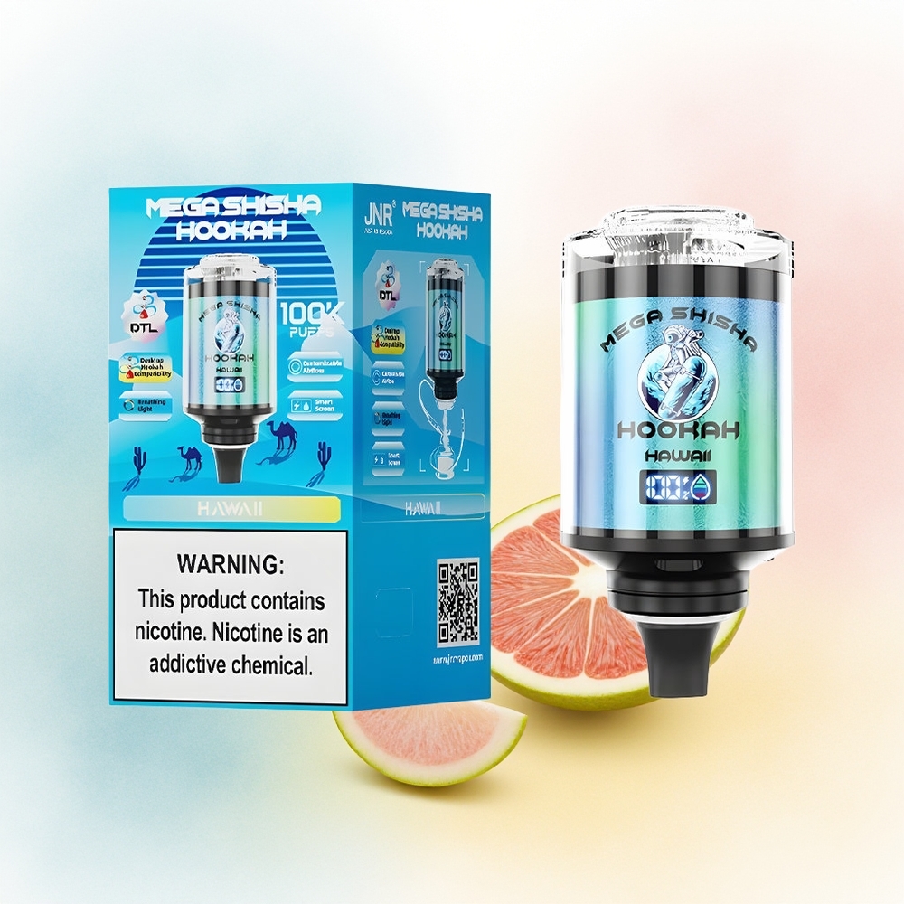 JNR Mega Shisha Hookah 100K 60ml Interactive Smart Screen Hawaii Didžioji Lietuva