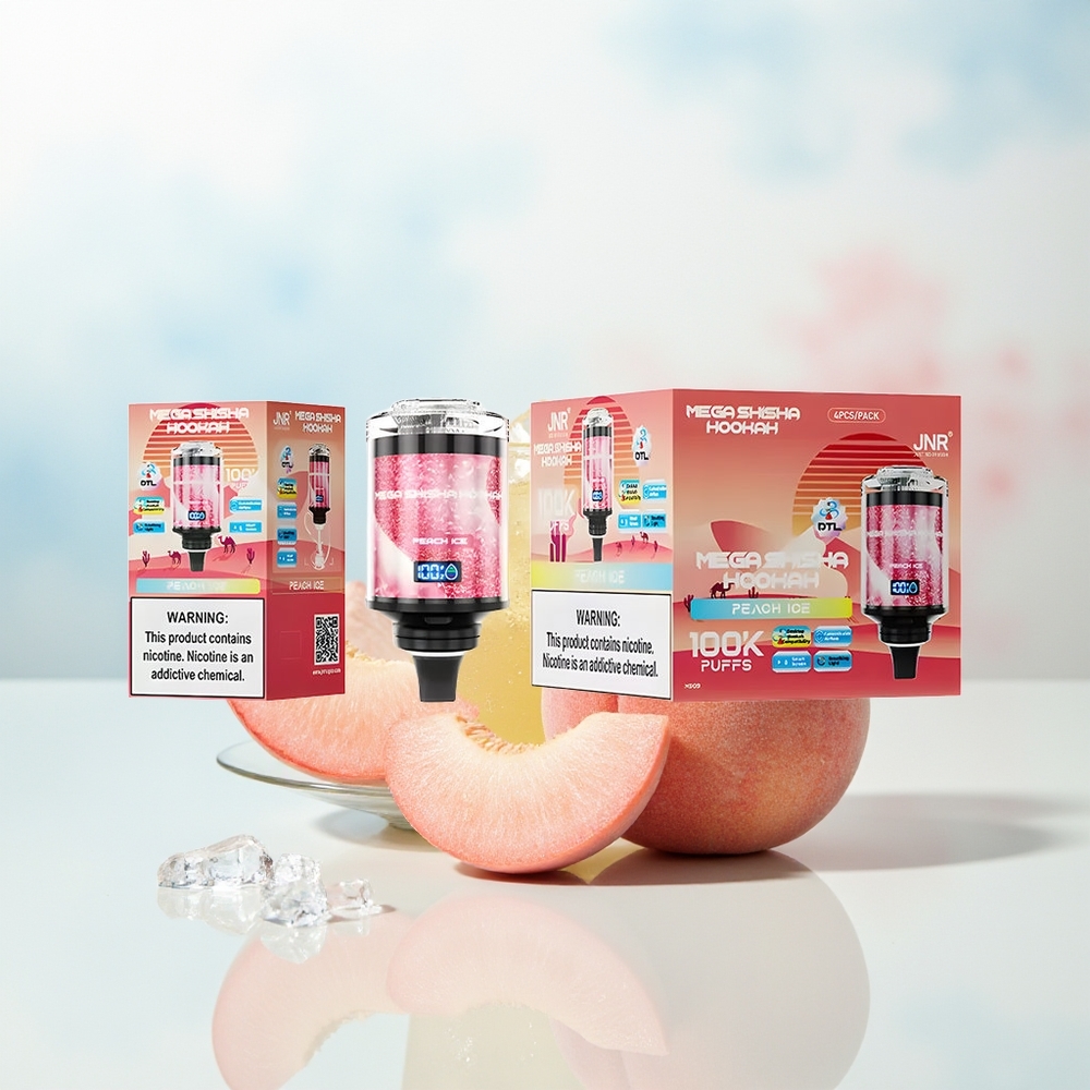JNR Mega Shisha Hookah 100K Interactive Smart Screen Persikas Ledas Wholesale Lithuania