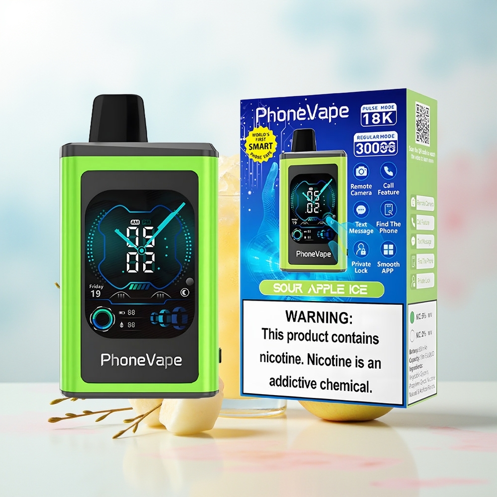 JNR PhoneVape 30000 puffs Adjustable Airflow Full Display Screen Rūgštus Obuolys Ledas Wholesale Lithuania