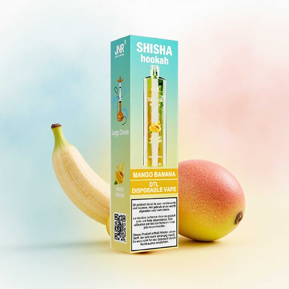 JNR Shisha Hookah 12000 Puffs 24ml Mango Banana Didmeninė Lietuva