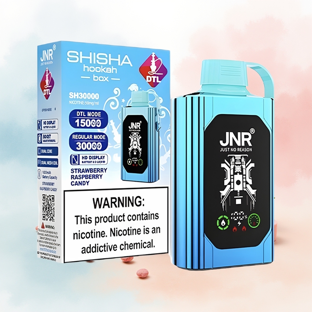 JNR Shisha Hookah Box 20500 Puffs Dual Mesh Coil Braškė-Gervuogės Saldainiai Wholesale Lithuania