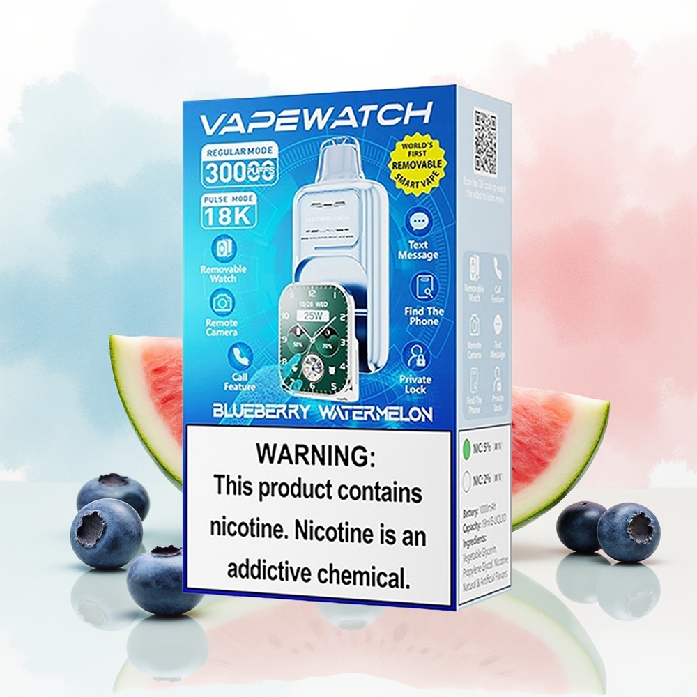 JNR VapeWatch 30000 Puffs 1000mAh Type-C Mėlynųjų Gervuogių Arbūzas Wholesale Lithuania
