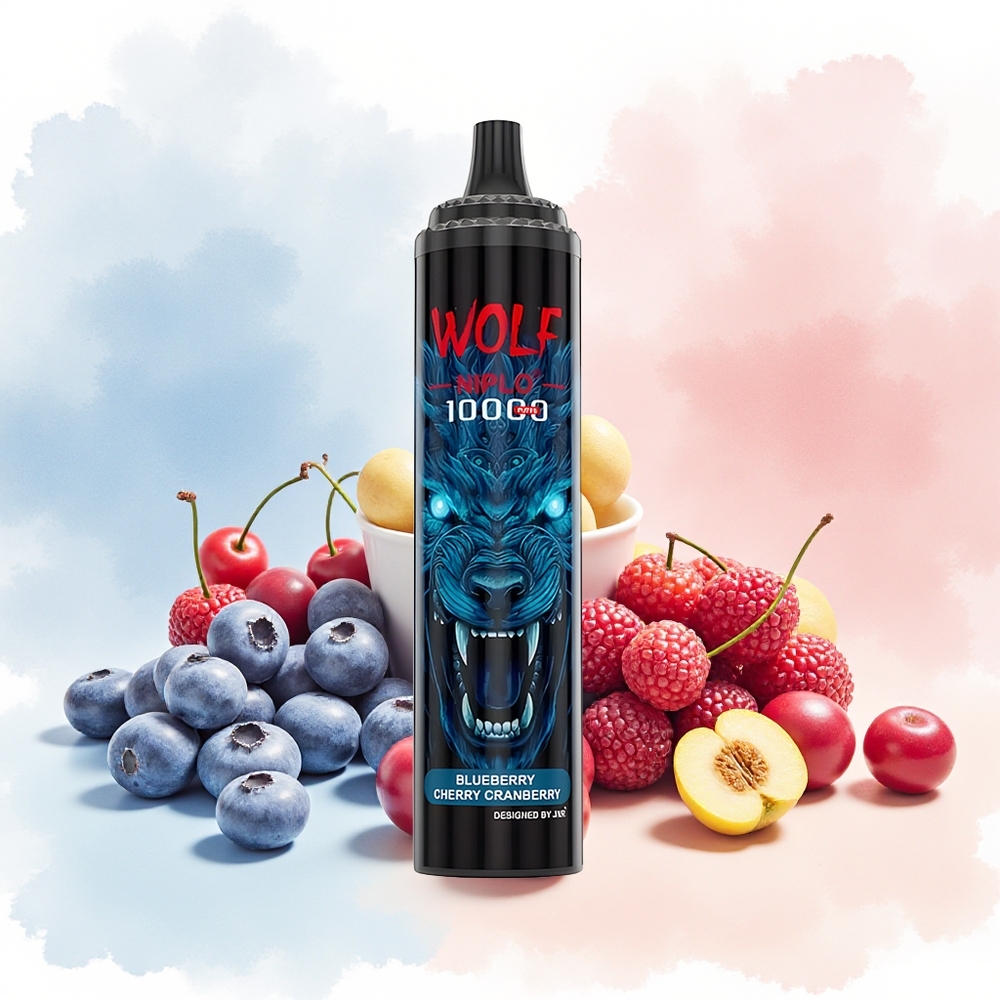 JNR Wolf Niplo 10000 Puffs 1.0 Ohm Mėlynųjų Uogų Vyšnių Spanguolių Wholesale Lithuania