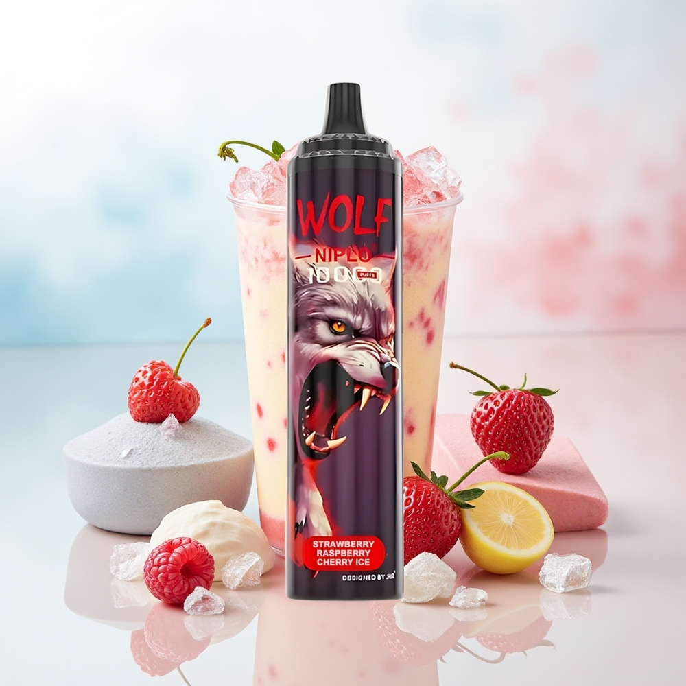 JNR Wolf Niplo 10000 Puffs 650mAh Type-C Strawbraškė Avietė Vyšnia Ledas Wholesale Lithuania