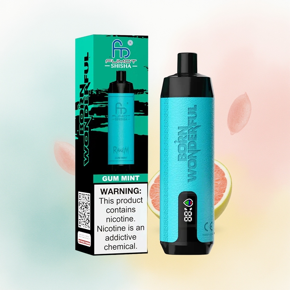 RandM Fumot Shisha 10000 Puffs 0.5% Nicotine Gum Mint Didmeninė Lietuva