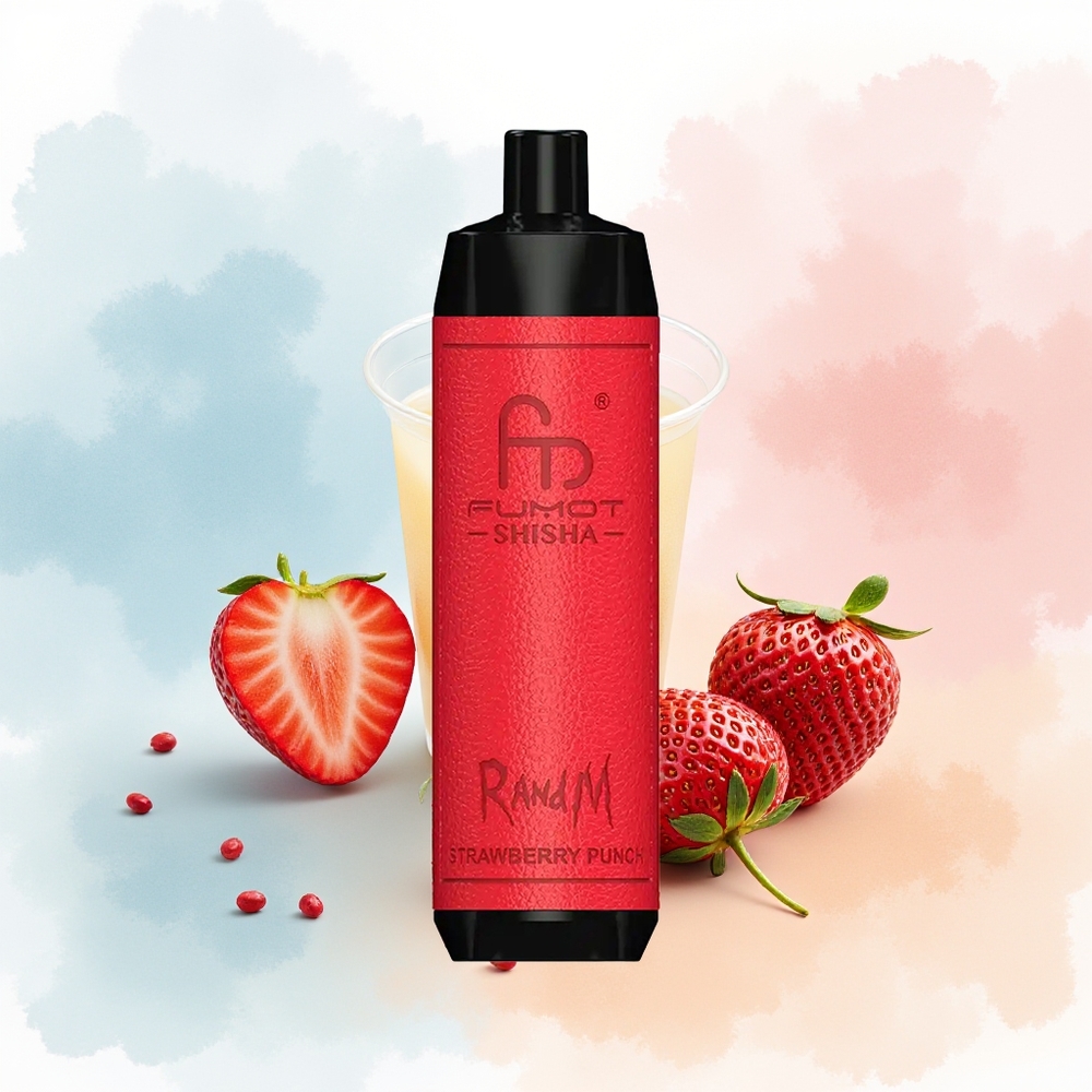 RandM Fumot Shisha 10000 Puffs 18ml Braškių Punch Didmeninė Prekė Lietuva