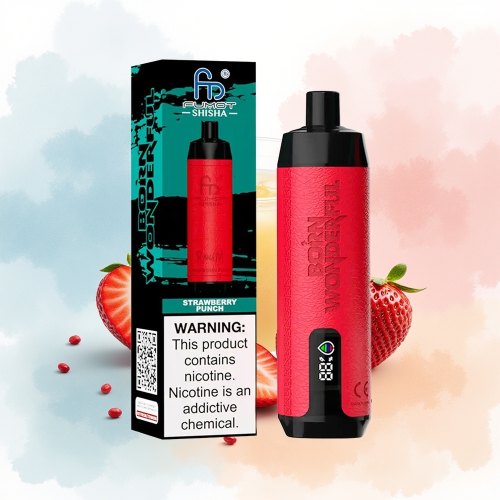 RandM Fumot Shisha 10000 Puffs 18ml Braškių Punch Didmeninė Prekė Lietuva