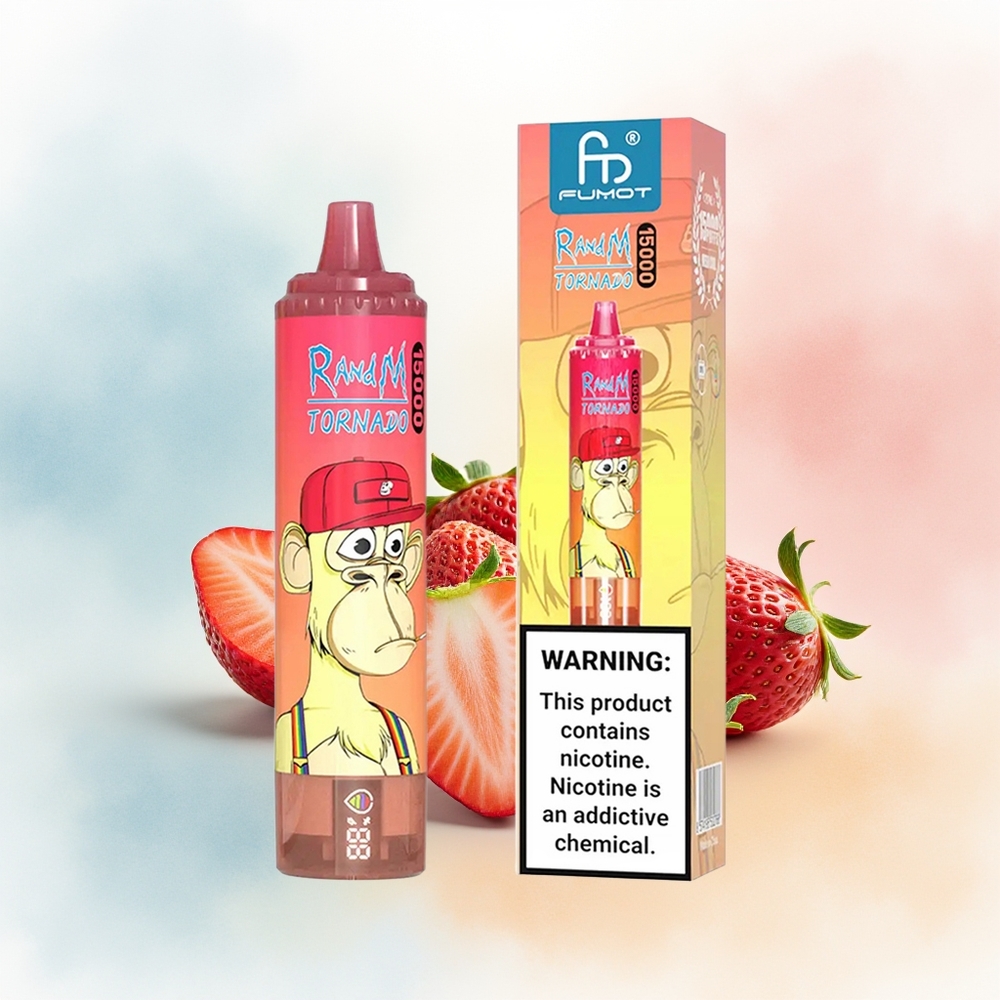 RandM Fumot Tornado 15000 Puffs 25ml Braškė Raudonas Jautis Didmeninė Lietuva