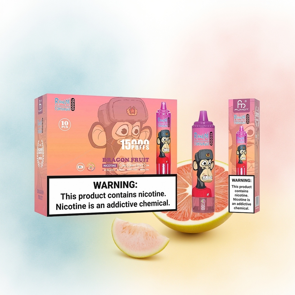 RandM Fumot Tornado 15000 Puffs 25ml Dragon Fruit Vape Didžiosios Apimties Lietuva