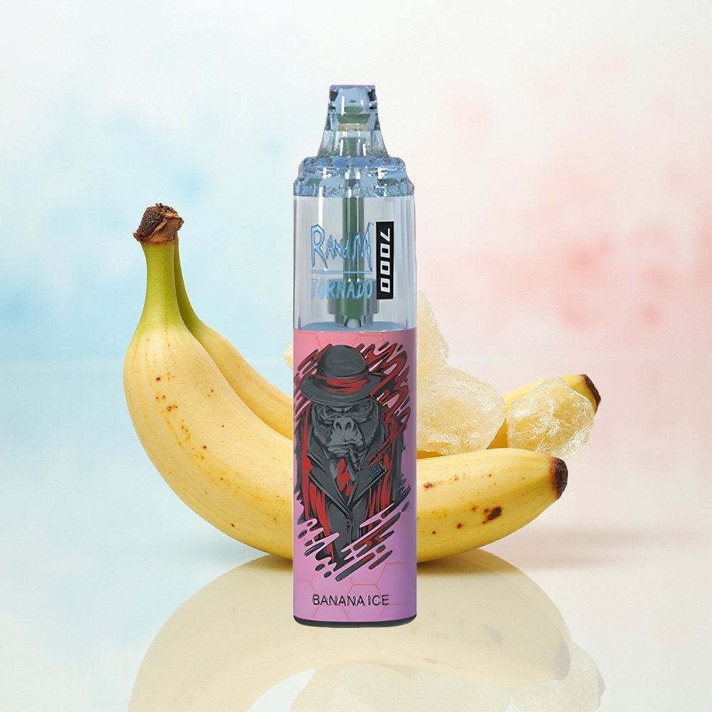 RandM Fumot Tornado 7000 Pūkų 14 ML Bananas Šaldytas LED Lietuva Didmeninė