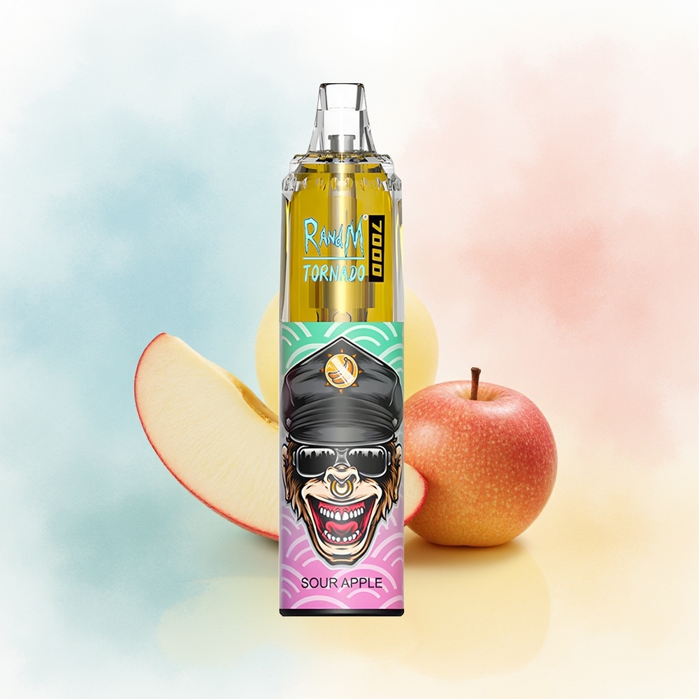 RandM Fumot Tornado 7000 Pufų 14 ML Sour Apple (Kisieliaus Obuolys) Didmeninė Prekė Lietuva