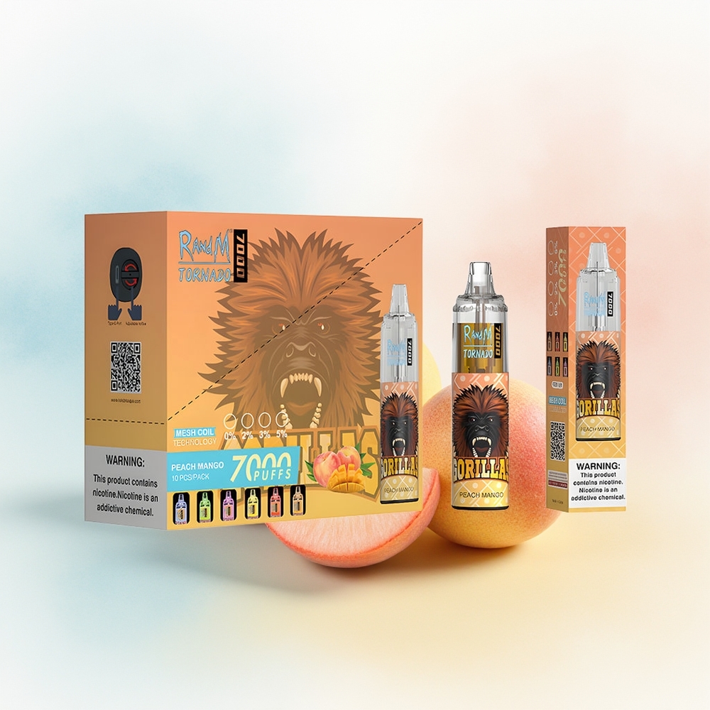 RandM Fumot Tornado 7000 Puffs 14ML RGB Light Persikų Mango Sąskaita Lietuva