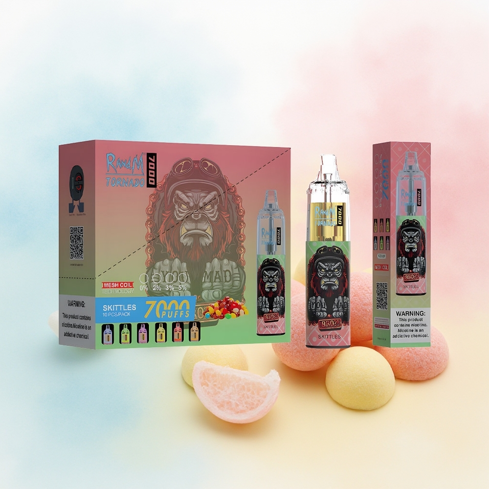 RandM Fumot Tornado 7000 Puffs 14ML RGB Skittles Didmeninė Lietuva