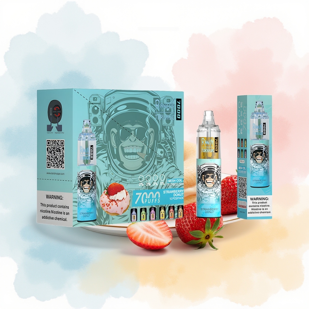 RandM Fumot Tornado 7000 Puffs 14 ML RGB Braškinių Spurgų Didmeninė Lietuva