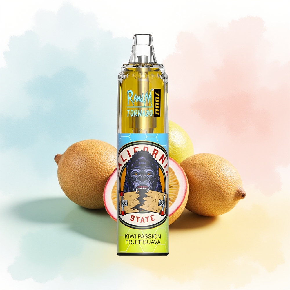 RandM Fumot Tornado 7000 Puffs Type-C RGB Light Kiwi Atrantu Guava Didmeninė Lietuva