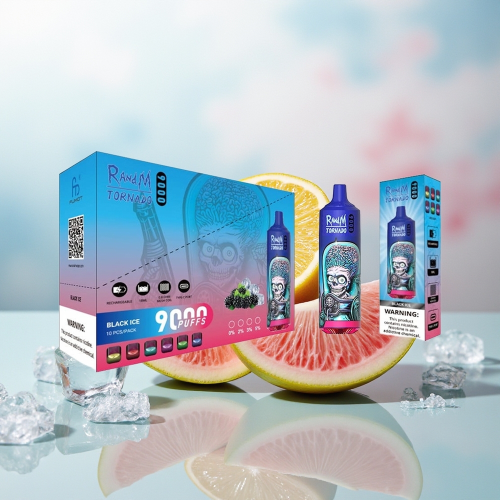 RandM Fumot Tornado 9000 Puffs 18 mL Juodasis Ledas Wholesale Lithuania