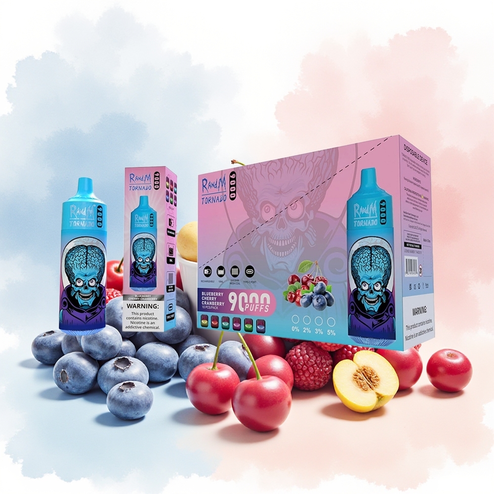 RandM Fumot Tornado 9000 Puffs 18 mL Mėlynųjų Uogų Vyšnių Spanguolių Didmeninė Prekyba Lietuvoje