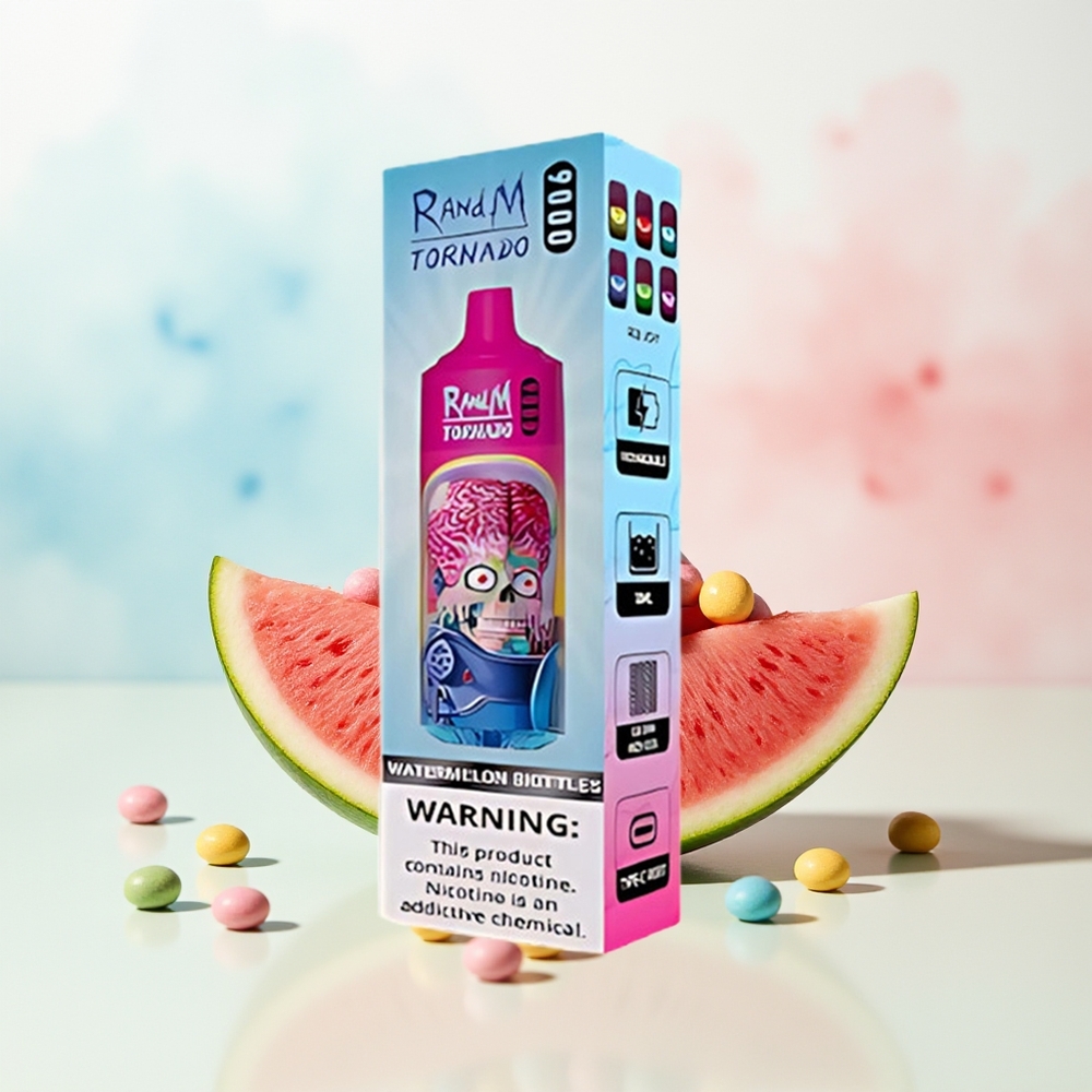 RandM Fumot Tornado 9000 Puffs 18 mL RGB Display Arbūziniai Skittles Didmeninė Prekyba Lietuvoje