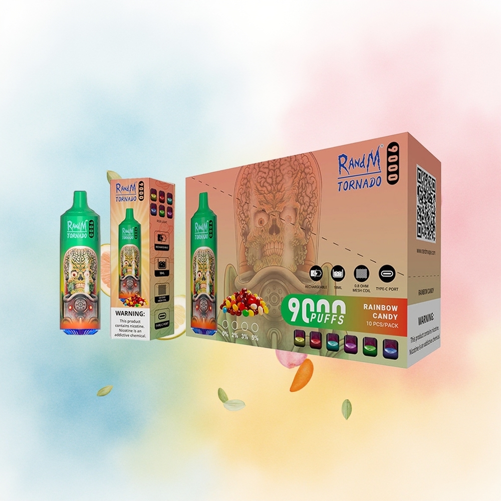 RandM Fumot Tornado 9000 Puffs 18 mL Rainbow Candy (Vaivorykštės Saldainiai) Wholesale Lithuania