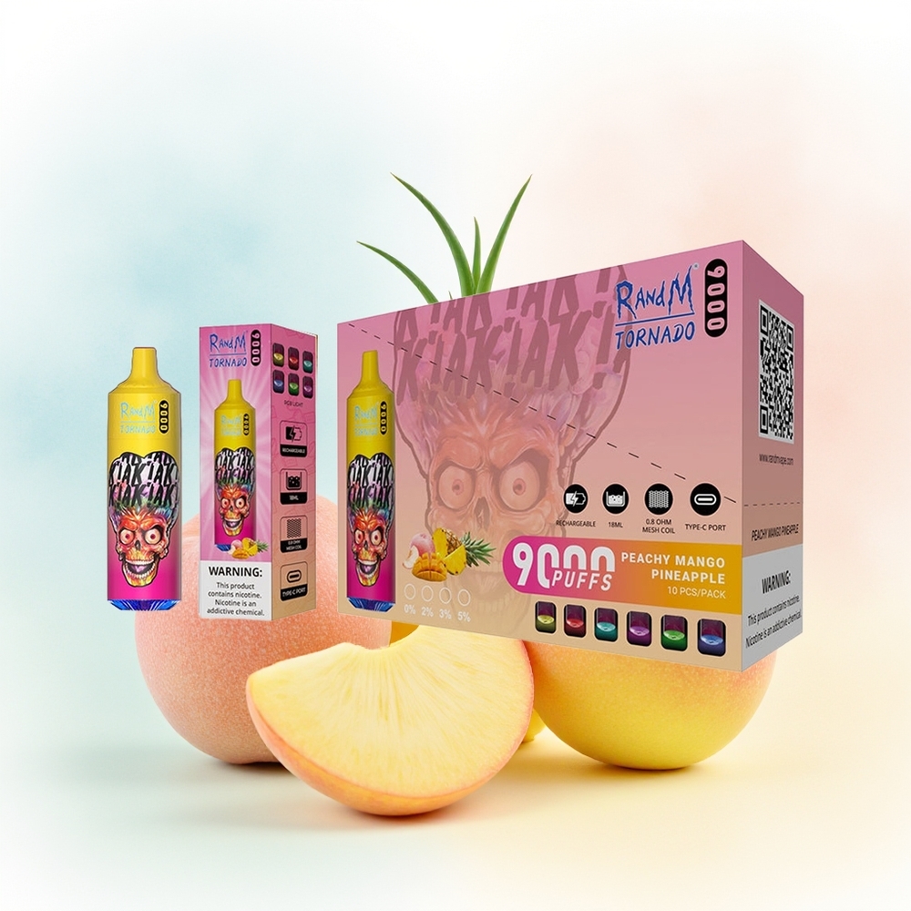 RandM Fumot Tornado 9000 Puffs 18mL Mesh Coil Persikų Mango Ananasų Wholesale Lithuania