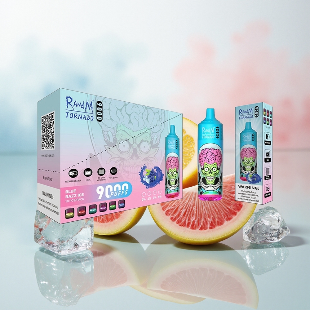 RandM Fumot Tornado 9000 Puffs 850 mAh Juodojo Drakono Ledas Wholesale Lithuania