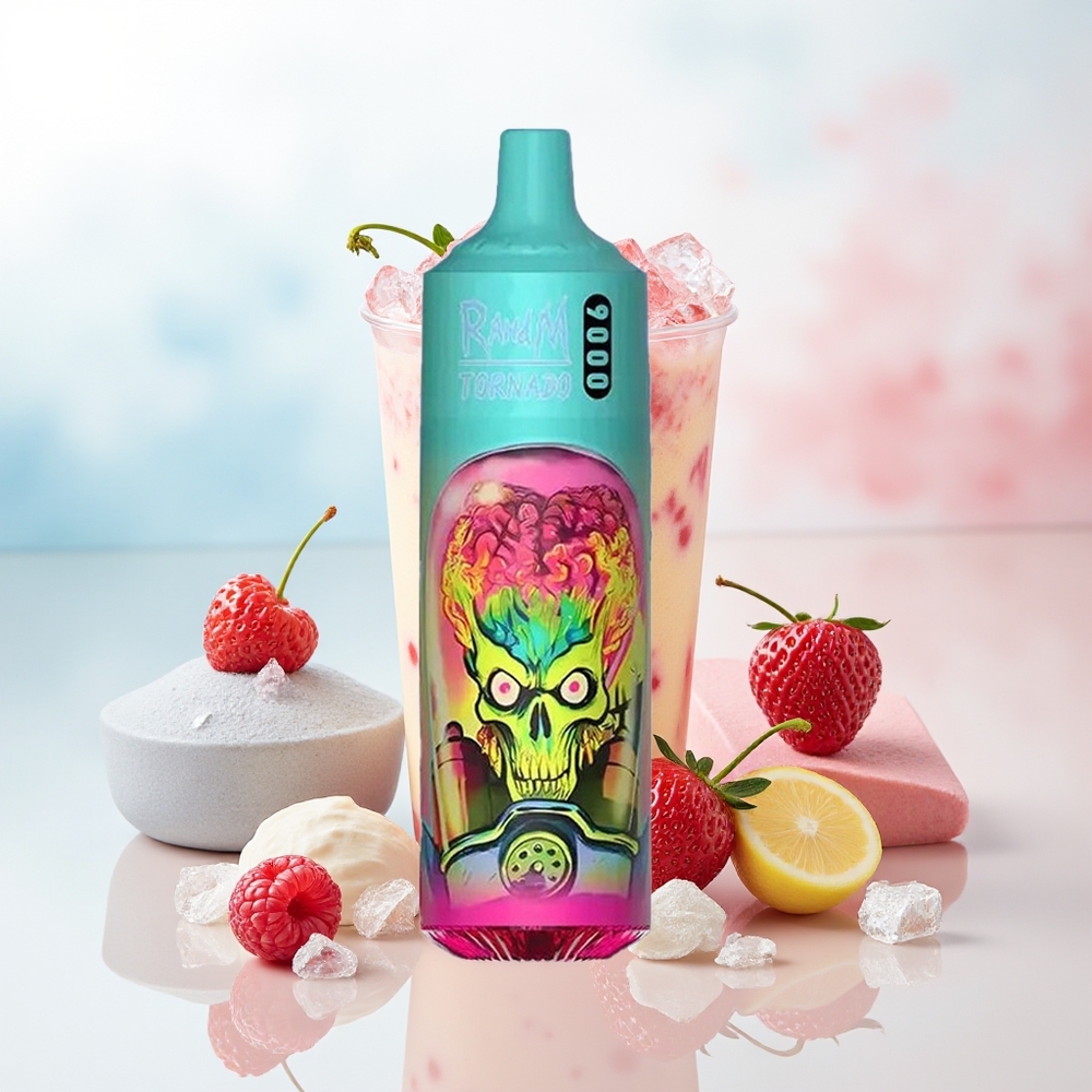 RandM Fumot Tornado 9000 Puffs 850 mAh Strawberis Avietė Vyšnia Ledas Wholesale Lithuania