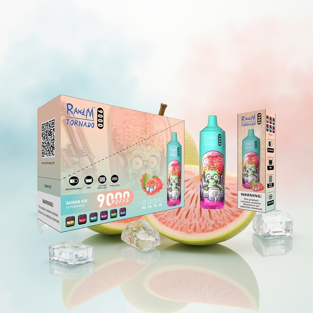 RandM Fumot Tornado 9000 Puffs RGB Ekranas Guava Ledas Wholesale Lithuania
