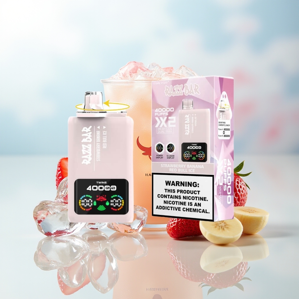 Razz Bar 40000 Puffs 1.0Ohm 2 Mesh Coil 5% Strawbanas - Raudonojo Jautienos Užuojauta Lietuva Didmena
