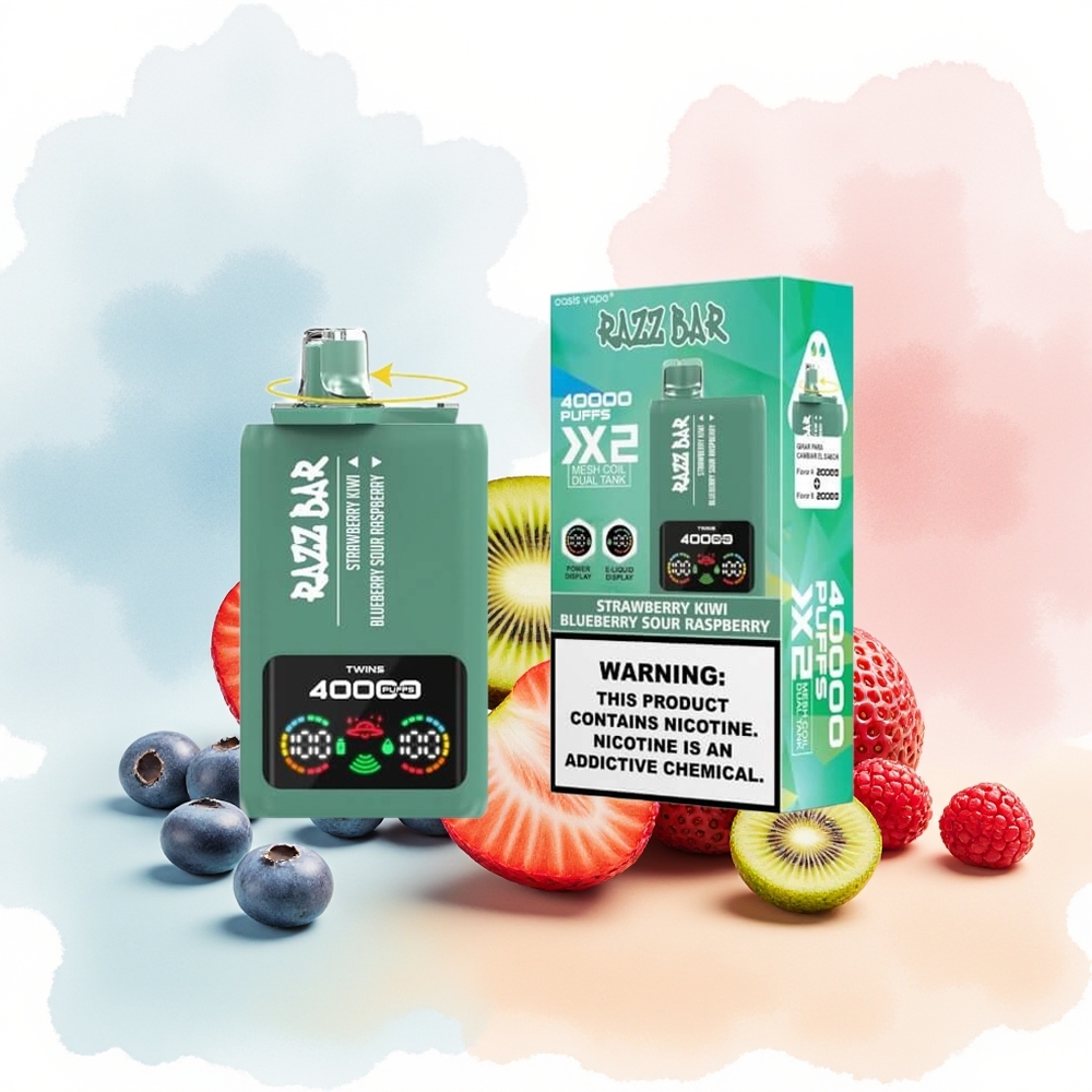 Razz Bar 40000 Puffs Power Screen Display 1.0Ohm 2 Braižiklis Slyva/Kiwi - Mėlynoji Rūgščioji Avietė Wholesale Lithuania