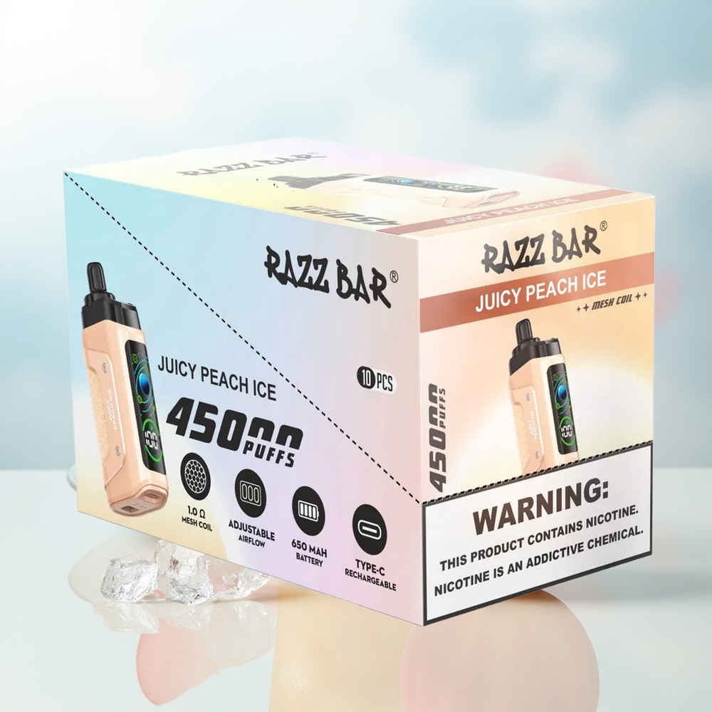 Razz Bar 45000 Puffs 1.0 Ohm Mesh Coil Sultingų Persikų Ledas Wholesale Lithuania