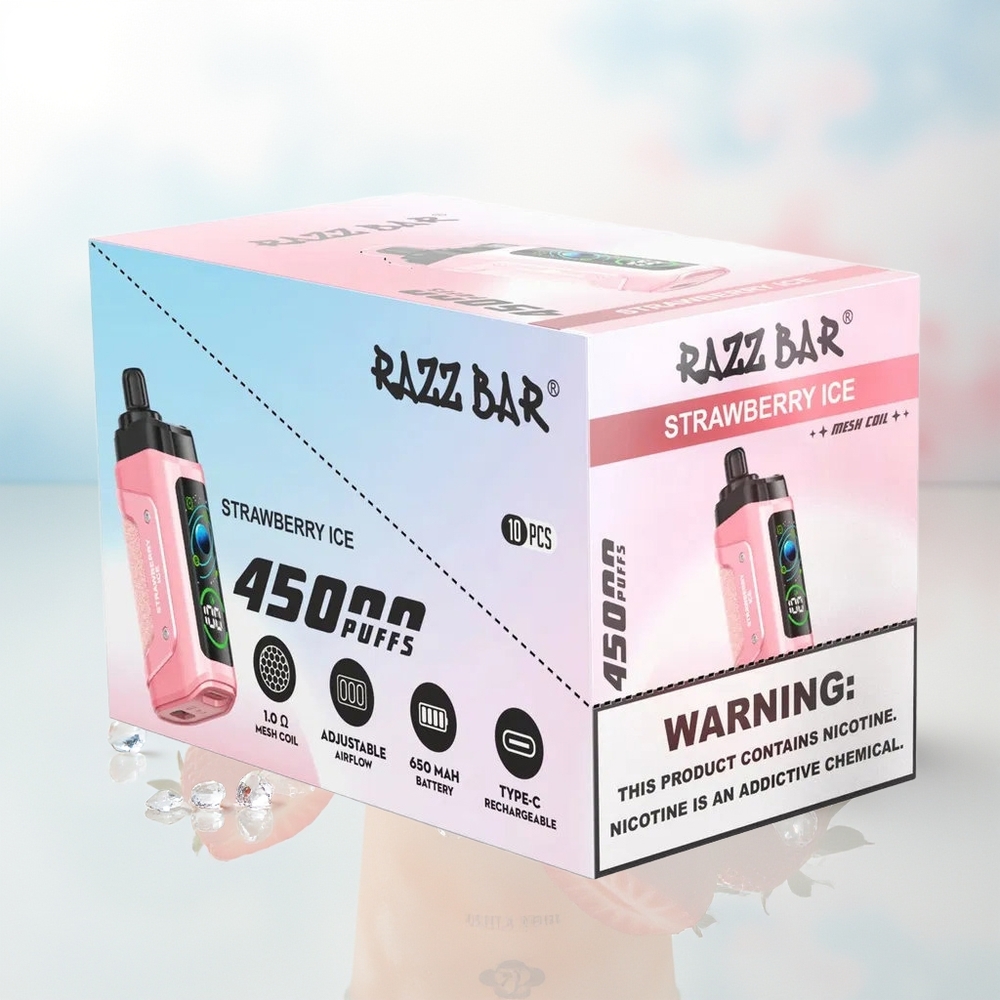 Razz Bar 45000 Puffs Adjustable Airflow Braškės Ledas Wholesale Lithuania