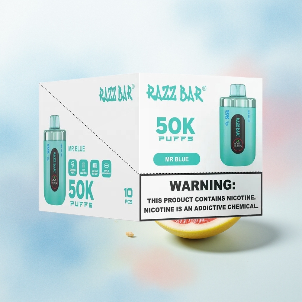 Razz Bar 50K Mėlynas 2% Nikotino Type-C Lietuva Didmeninė Prekė