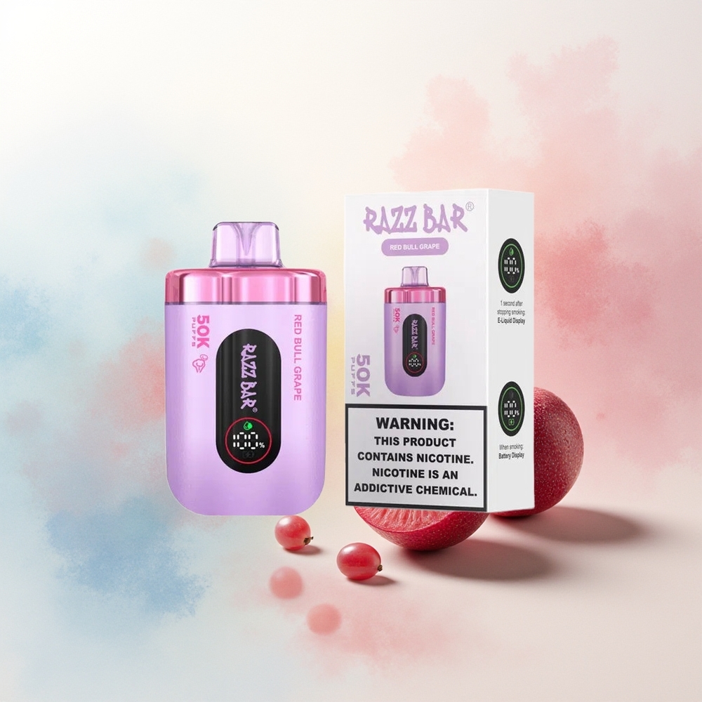 Razz Bar 50K Puffs 2% Nicotine Raudonojo Buliaus Vynuogė Wholesale Lithuania